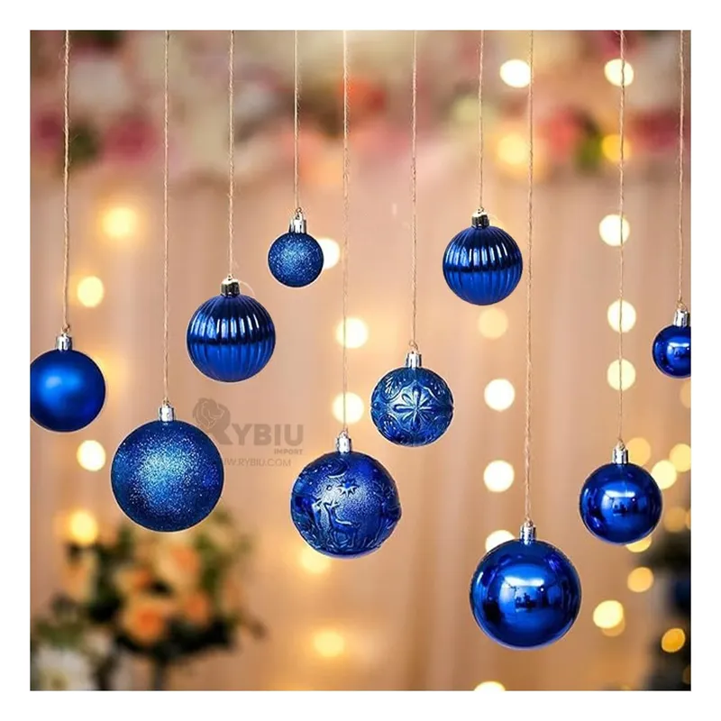 GENERICO - Bolas Finas de 24Pcs de Navidad Azul Y+Ligas de Regalo