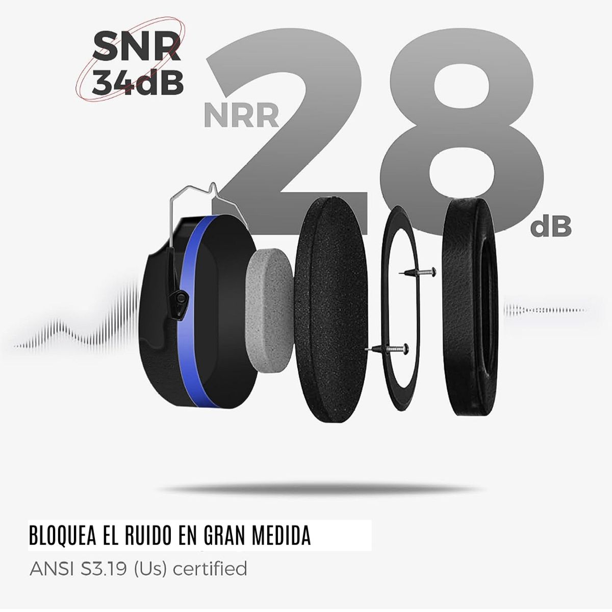 GENERICO - Audifonos Antiruido Orejeras para Niños Grandes Jovenes y Adultos Negro Azul - GNR