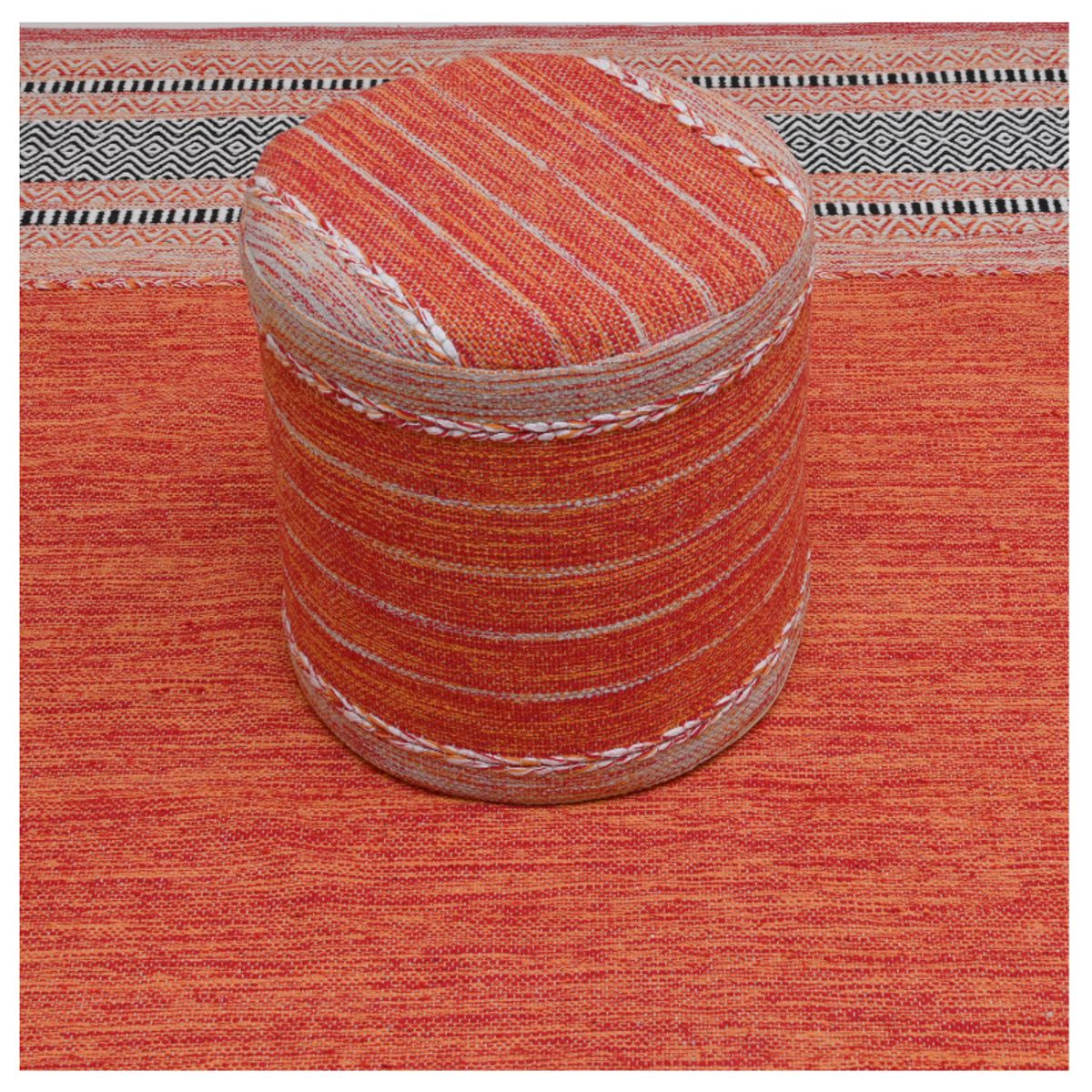 GENERICO - PUFF KELIM DECOGHAR IC 14486 ORANGE - 40 x 40 cm