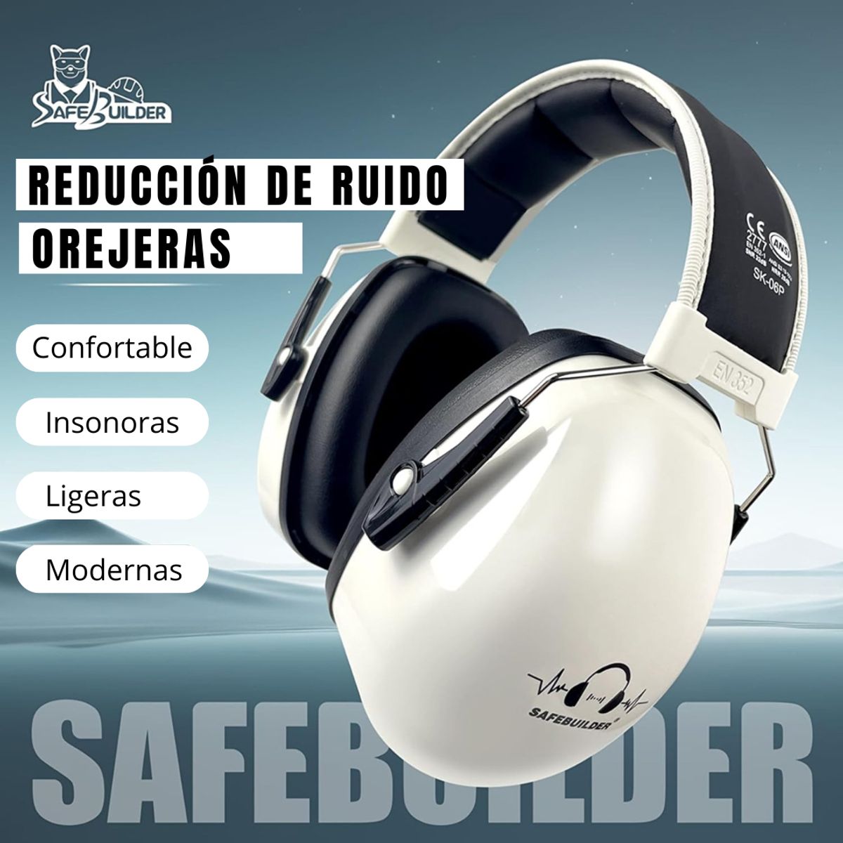 GENERICO - Audífonos Antiruido Orejeras Niño y Joven 4 a 12 años Blanco - Safebuilder