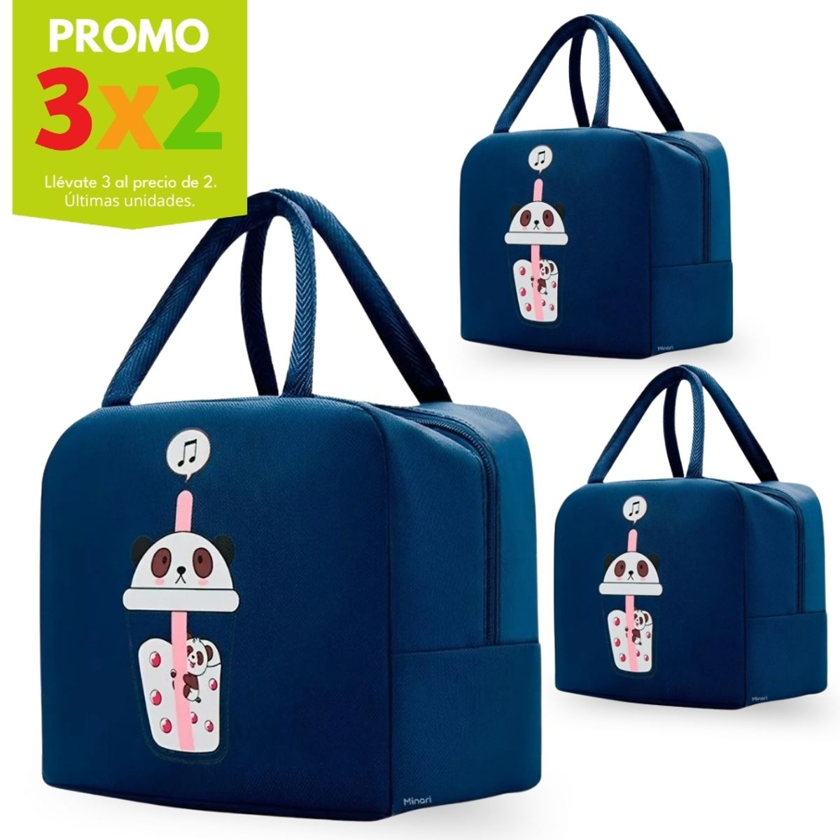 MINARI - Promo 3x2 Lonchera Térmica para Niños Bolsa Impermeable Azul 721L