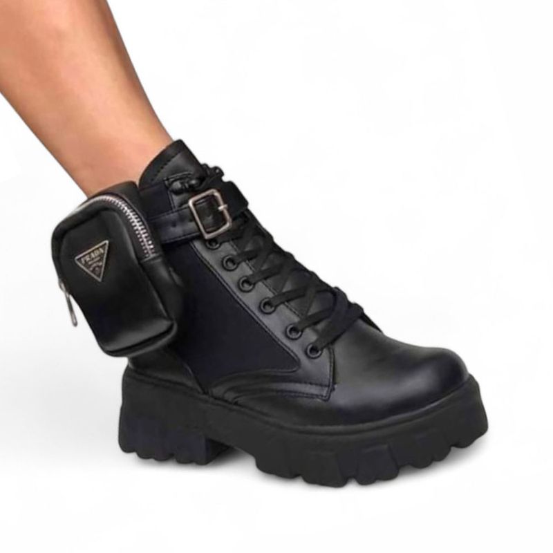 GENERICO - Botin Mujer Rock Gamuza Y Biocuero 1022L-73 Color Negro