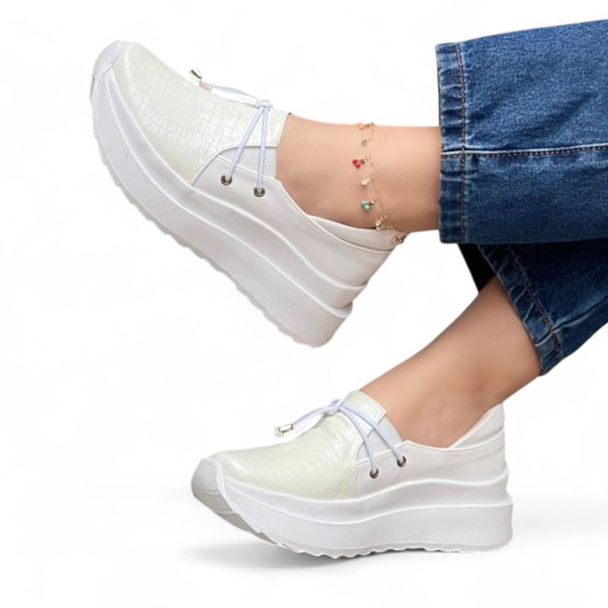 GENERICO - Mocasin Mujer Charol Grabado Planta Expanso 1022L-53 Color Blanco