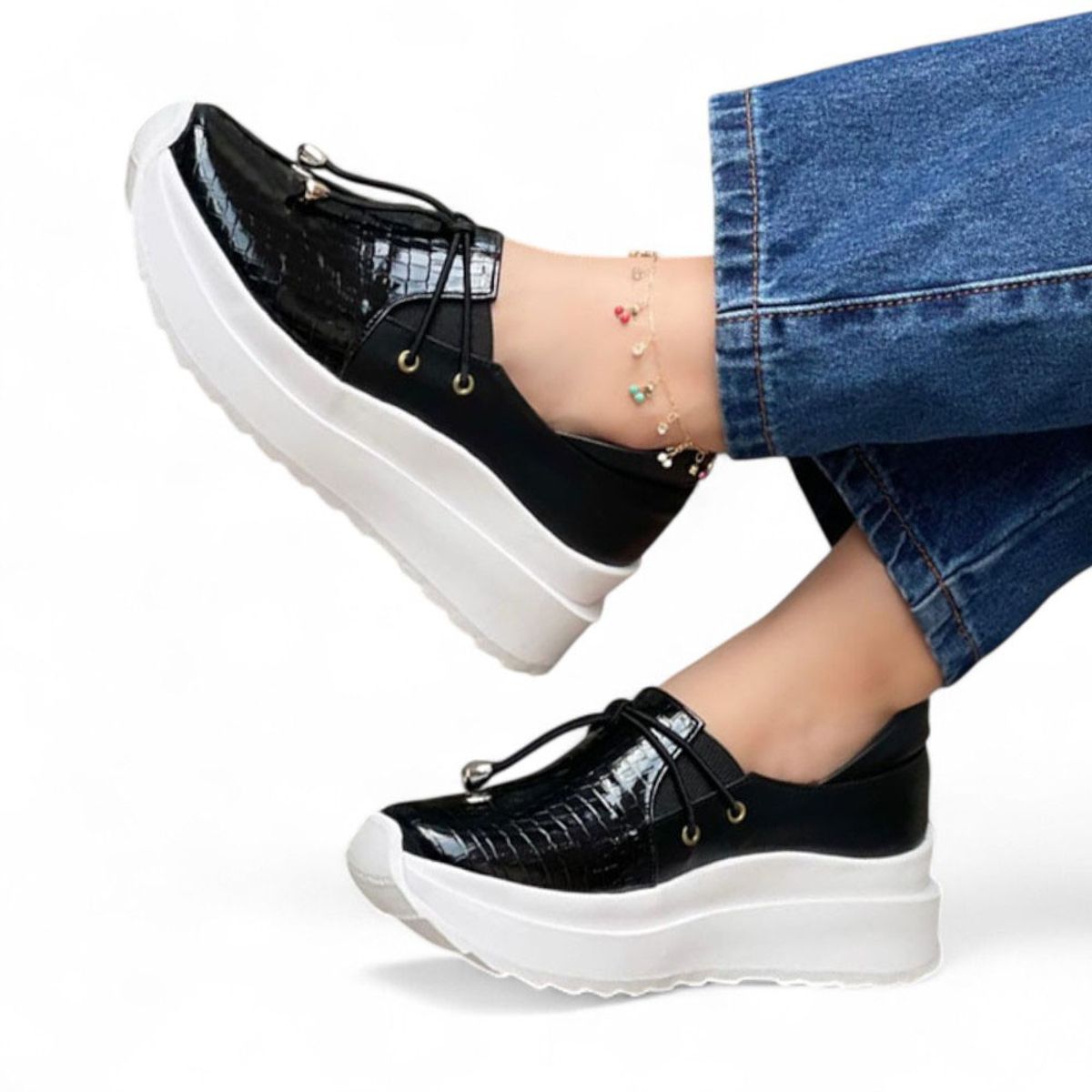 GENERICO - Mocasin Mujer Charol Grabado Planta Expanso 1022L-53 Color Negro