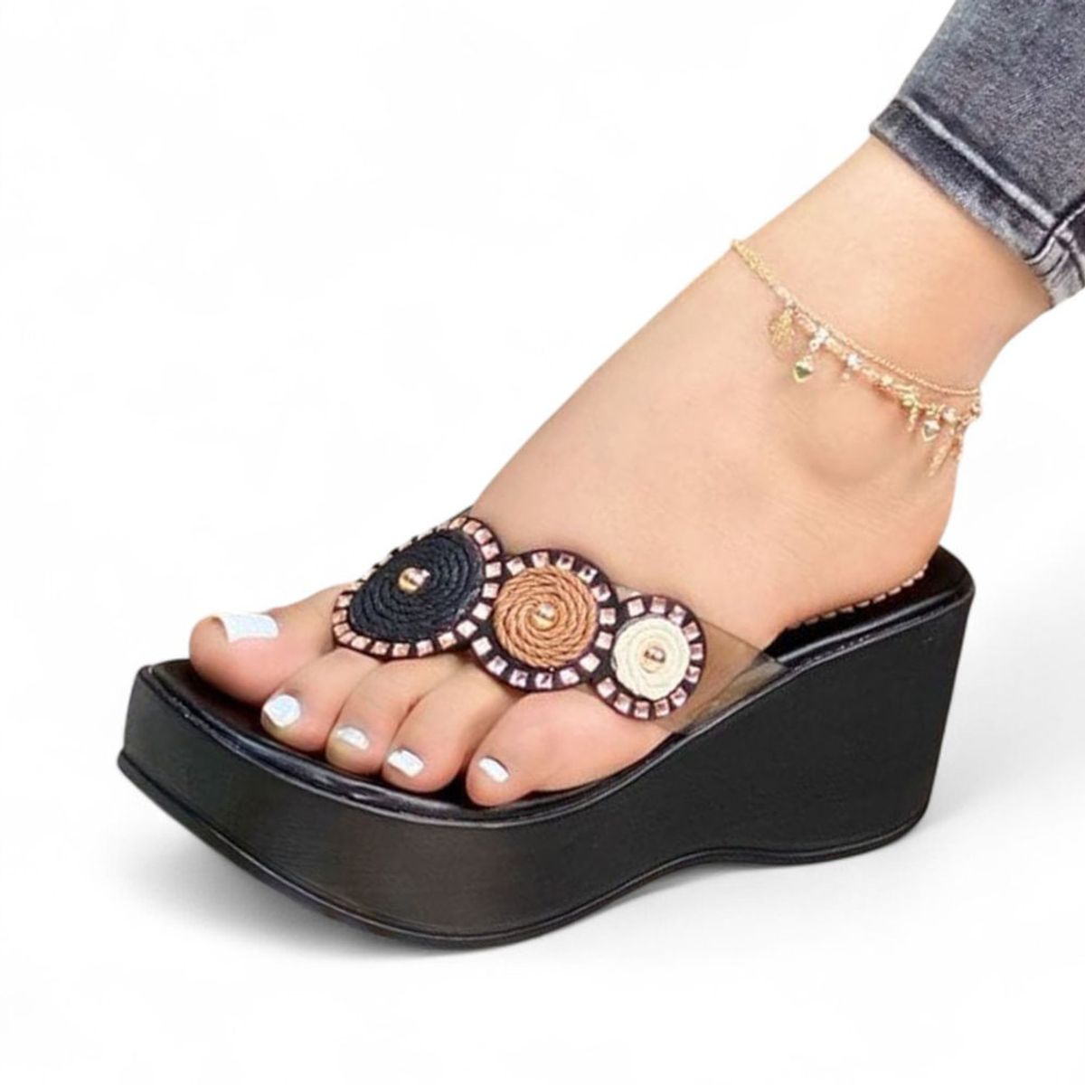 GENERICO - Sandalia Mujer Rustic Taco 7 1022L-60 Color Negro