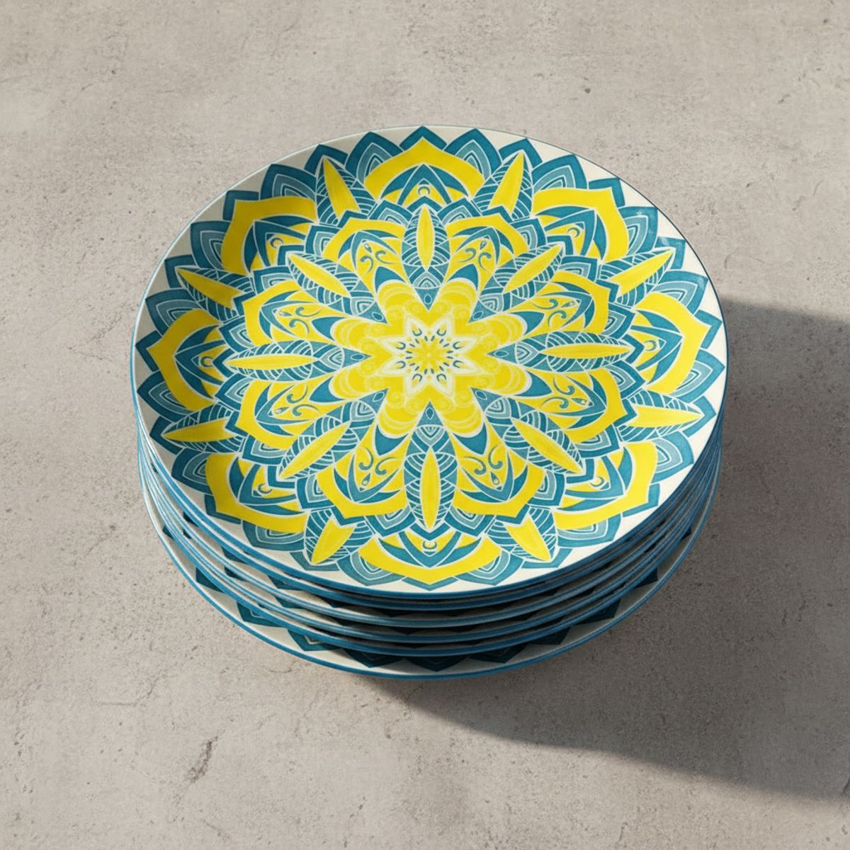 OEM - Set de 6 Platos de Segundo Mandala Aurora 26.7 cm – Diseño Bohemio Premium para Mesa Elegante