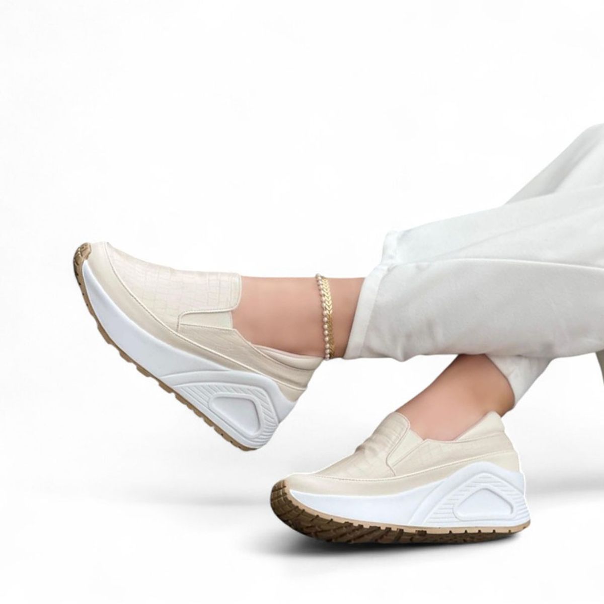 GENERICO - Mocasin Mujer Planta De Goma 1022L-55 Color Hueso