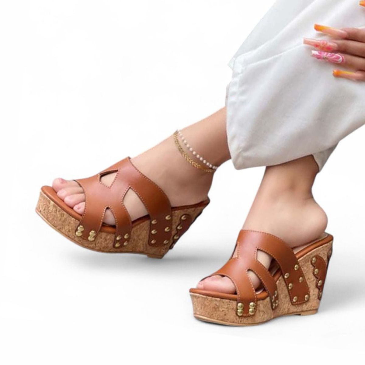 GENERICO - Sandalia Mujer Planta Pu Taco 12 1022L-62 Color Camel
