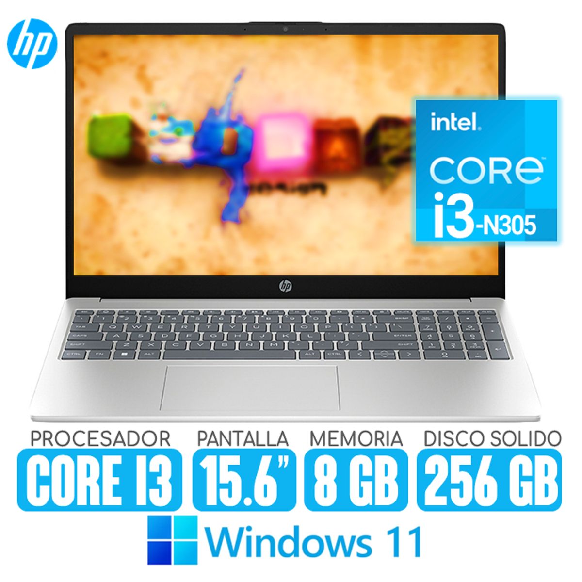 HP - Laptop HP Core i3-N305 RAM 8gb SSD 256gb Windows Pantalla 15.6 HP 15-FD0004LA