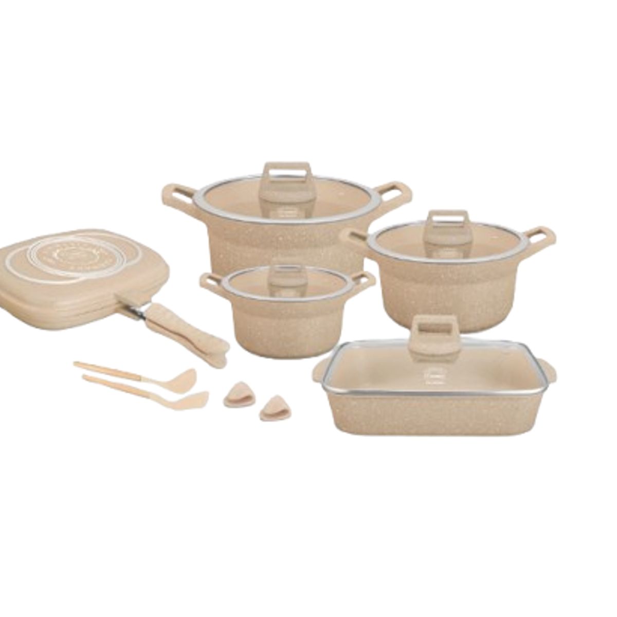 VALESKA - JUEGO DE OLLAS ROCA VOLCANICA  VALESKA  9 PIEZAS