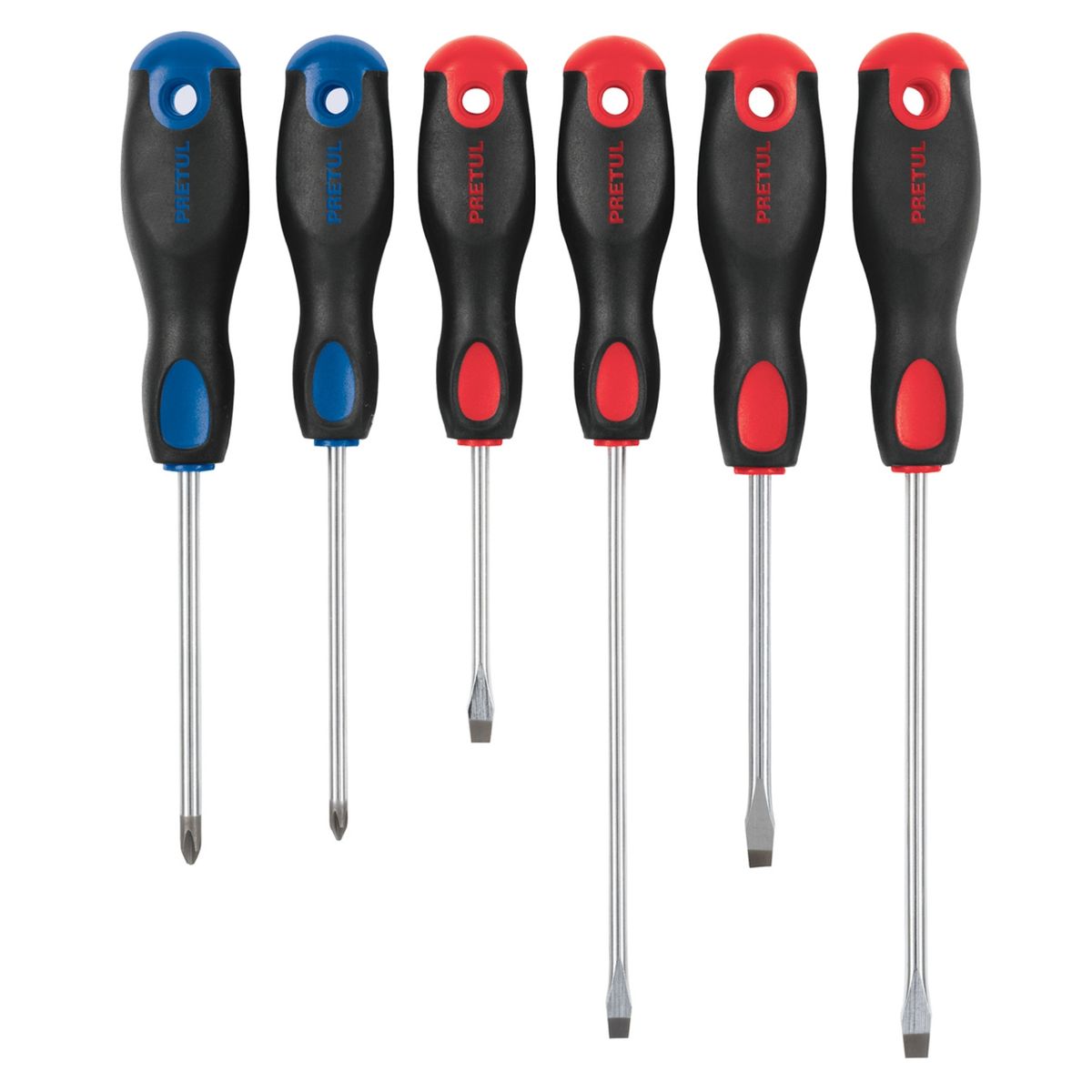 PRETUL - Desarmadores Mango Comfort Grip 6 unidades, Pretul