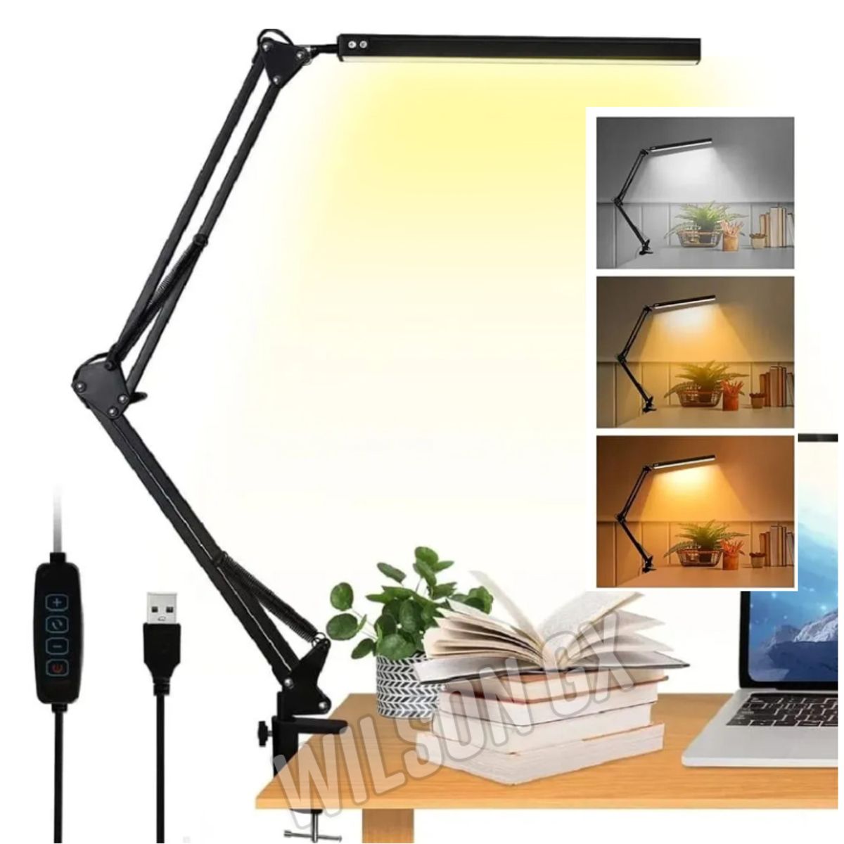 SEISA - Lampara para Escritorio Mesa Luz led brazo plegable 12W 360° usb