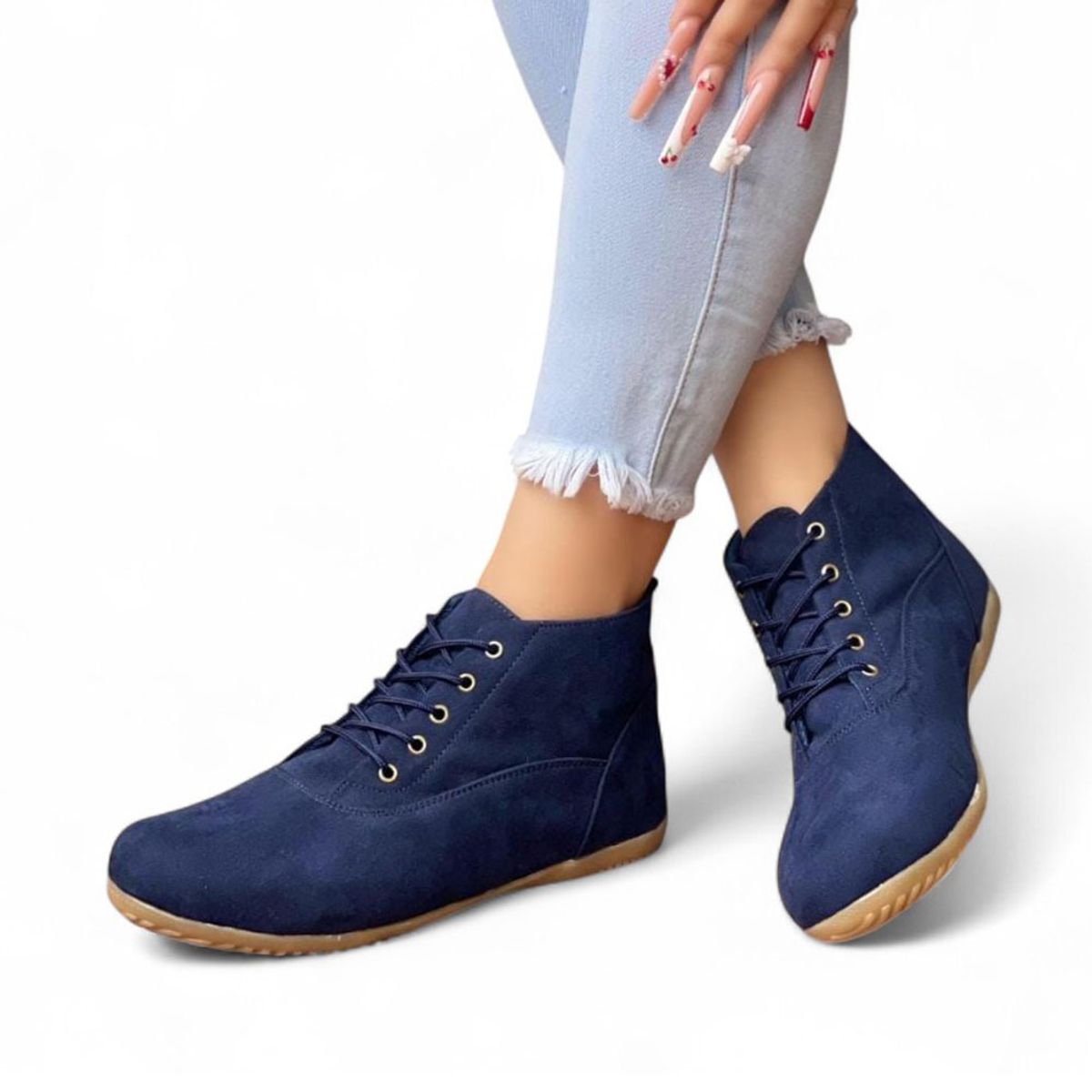 GENERICO - Botin Mujer Gamuza Taco 1 1022L-40 Color Azul