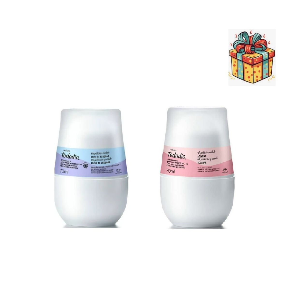 NATURA - Duo Desodorante roll on aclarador y algodon Natura + regalo