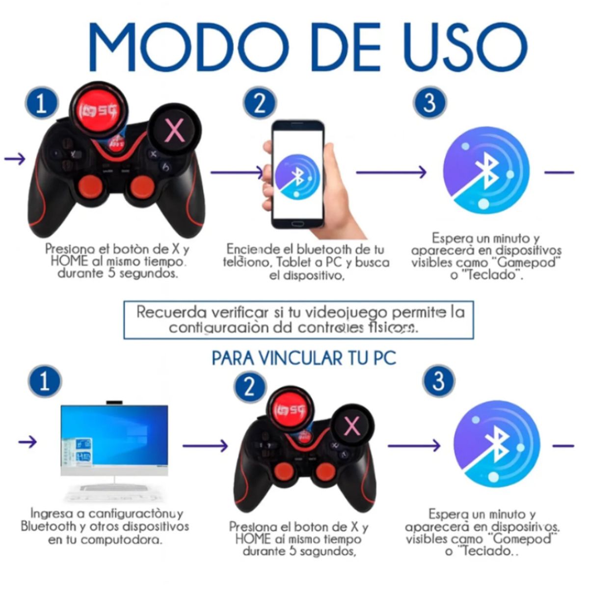 SEISA - Mando Bluetooth Joystick Gamepad para Celular IOS Android