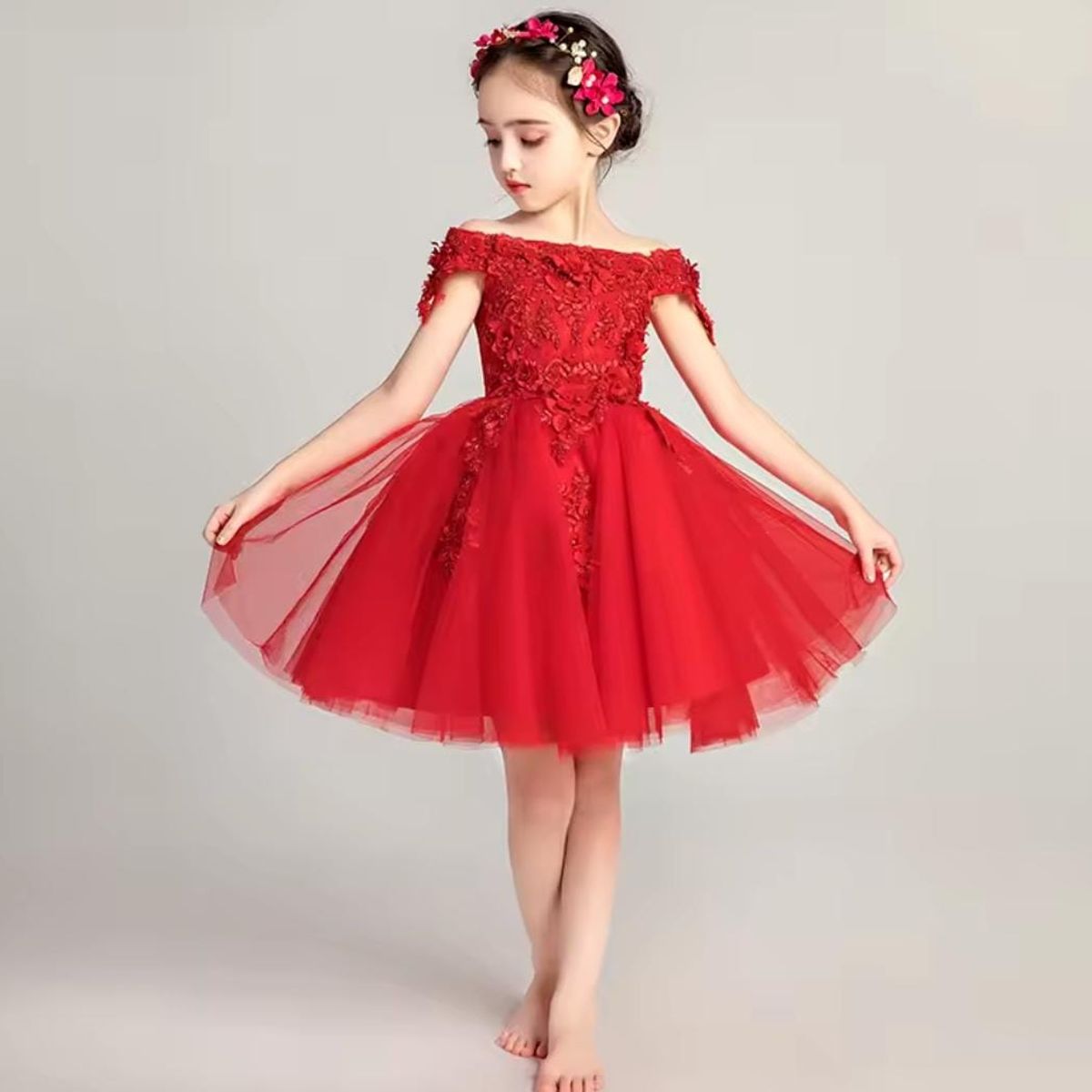 GENERICO - Vestido Niña Princesa Rojo Talla 14