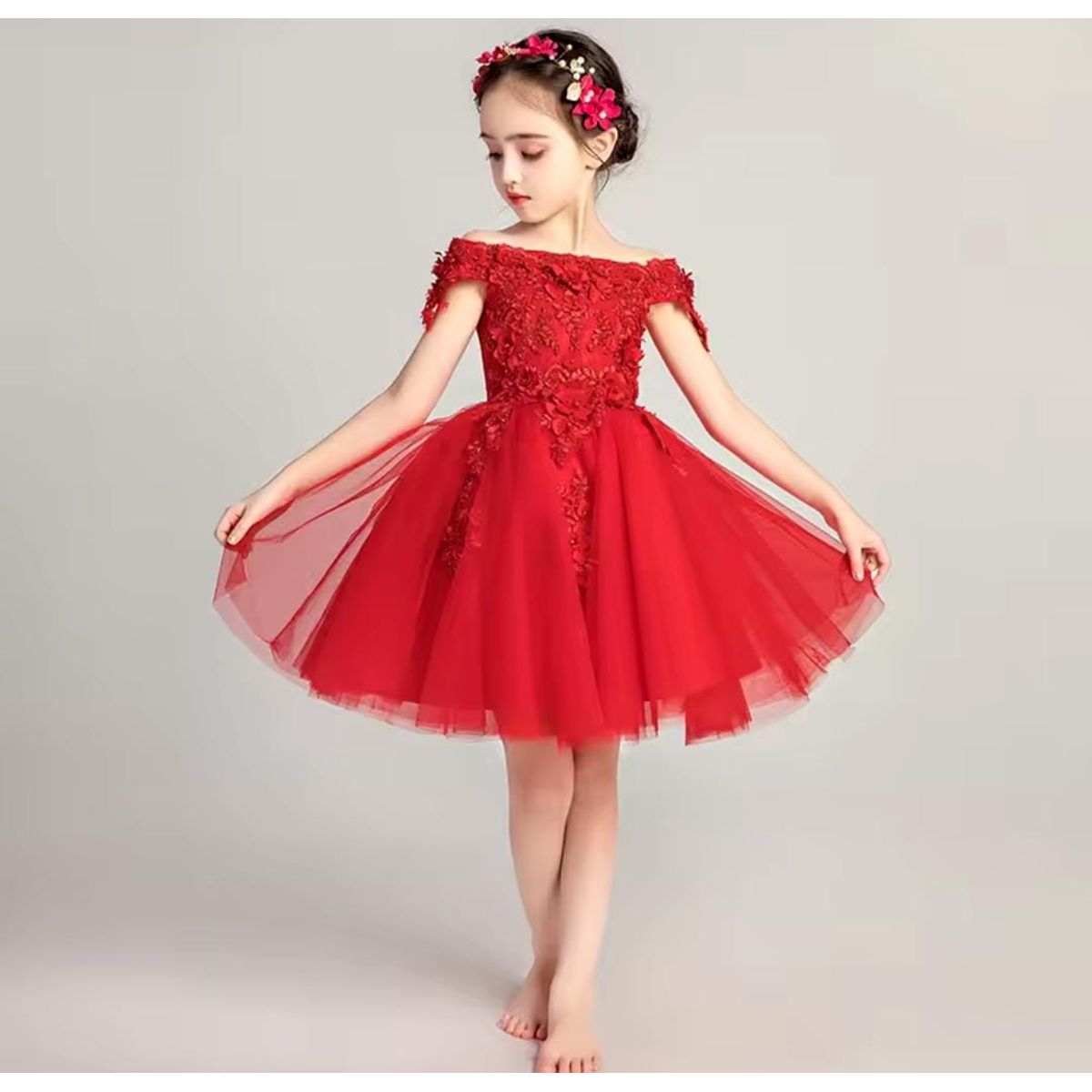GENERICO - Vestido Niña Princesa Rojo Talla 14