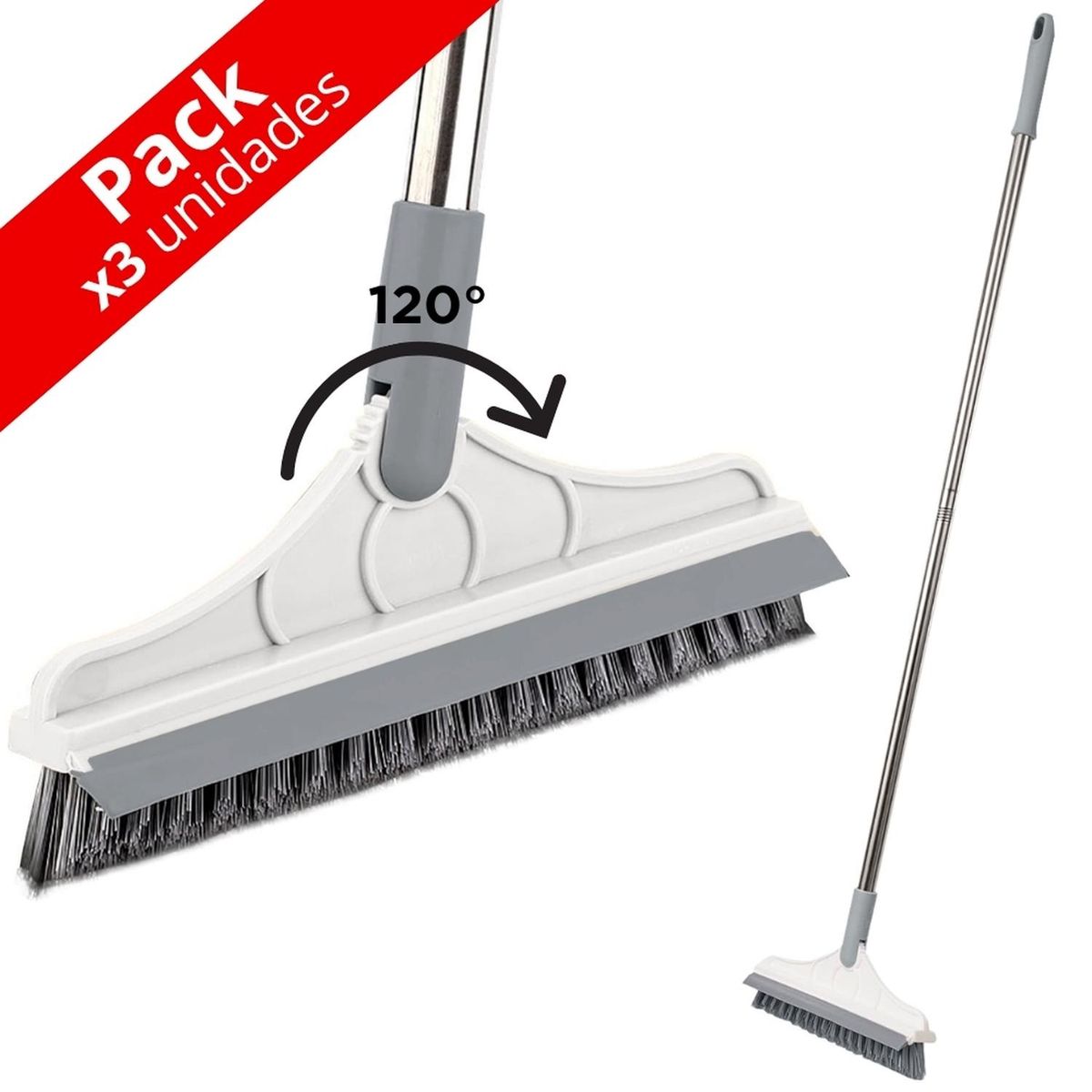 MINARI - Pack x3 Cepillo de Limpieza Secador 2en1 Rotación 120° BL C16