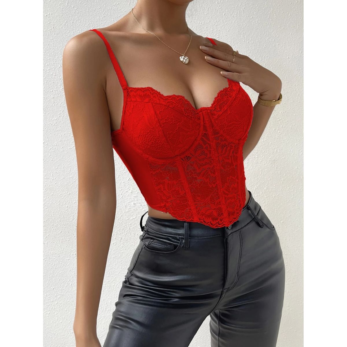 GENERICO - TOP LOLITAS ROJO DE ENCAJE ROCY