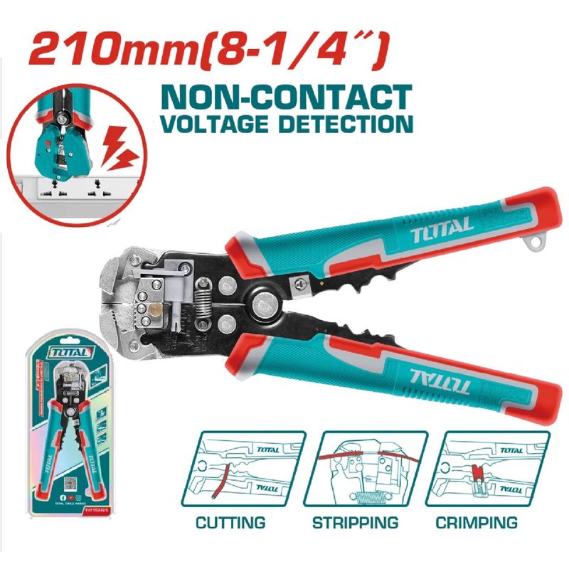 TOTAL TOOLS - PINZA PELACABLES ELÉCTRICOS 4 EN 1 MULTIFUNCIÓN TOTAL - THT152429