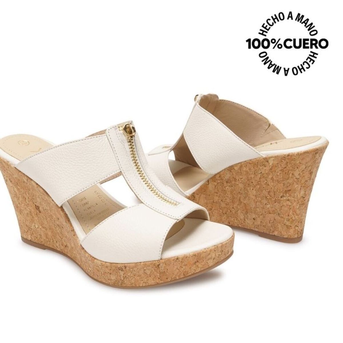 VIALE - Sandalia Slide Casual ALE-2622 Blanco Sof Viale Cuero