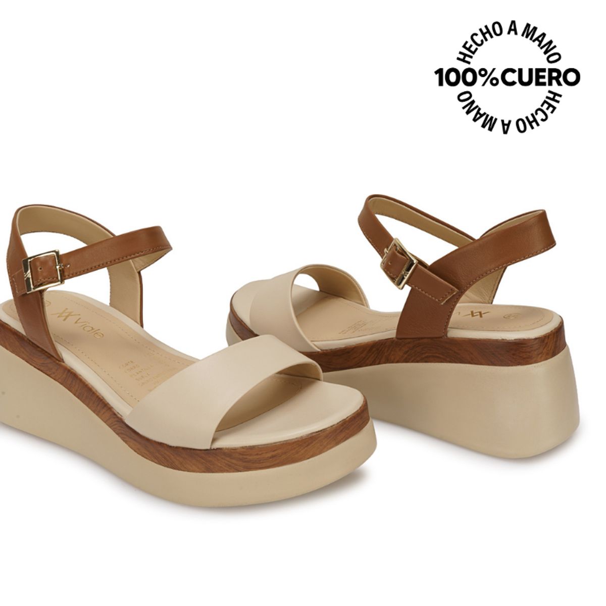 VIALE - Sandalia Dorsay Casual ALE-2625 MoccaVainilla Viale Cuero