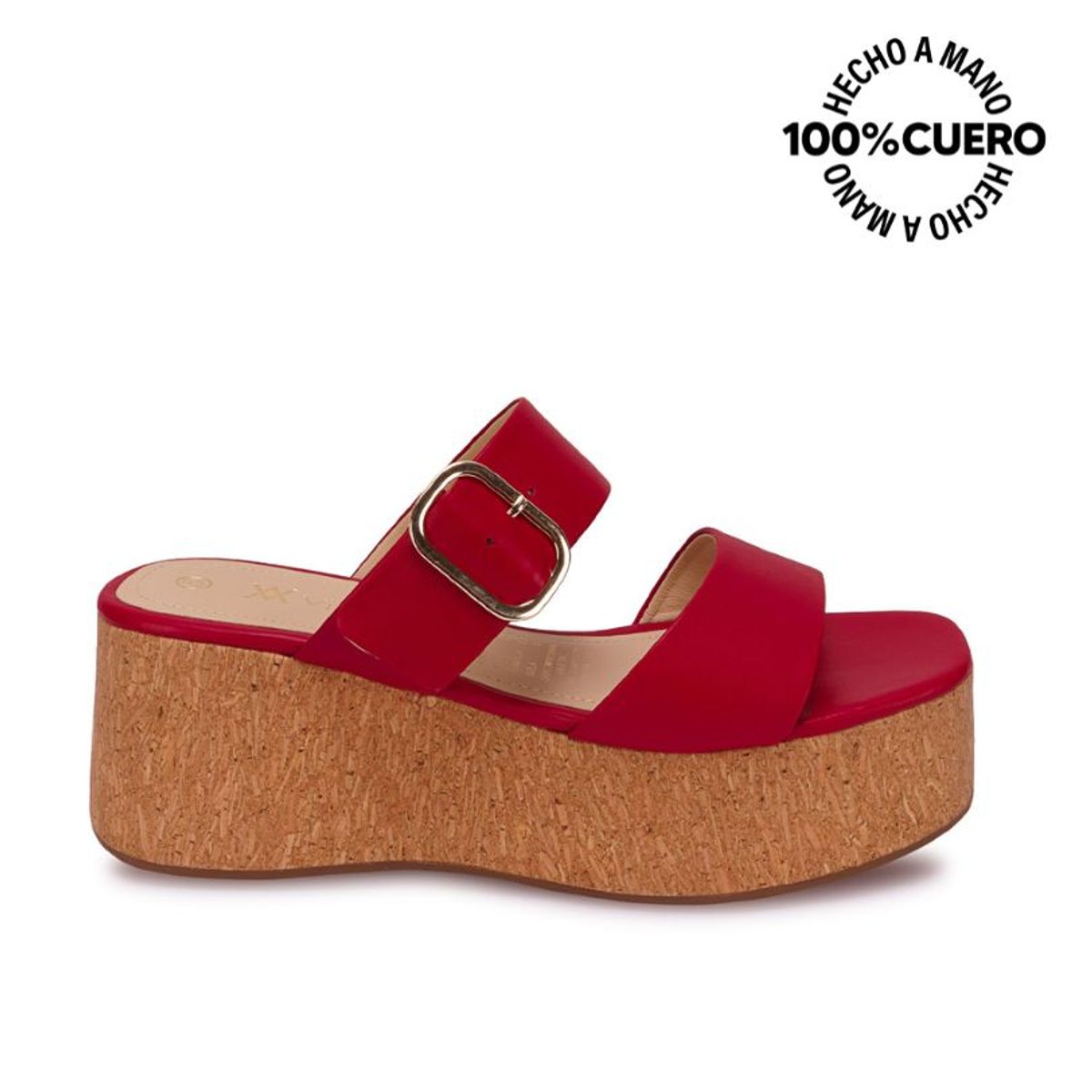 VIALE - Sandalia Slide Casual ALE-2631 Rojo Viale Cuero