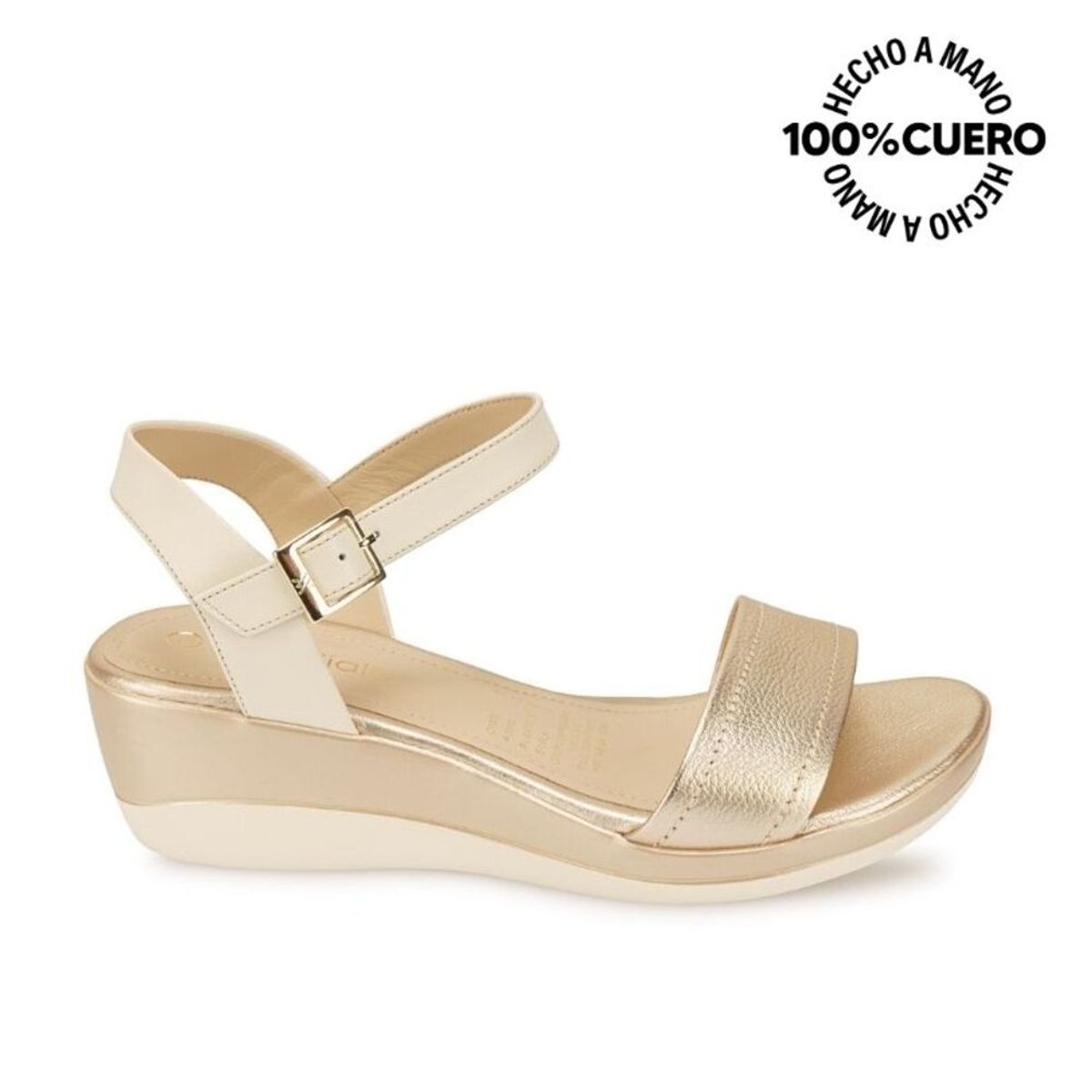 VIALE - Sandalia Dorsay Casual ALE-2636 DoradoHueso Viale Cuero