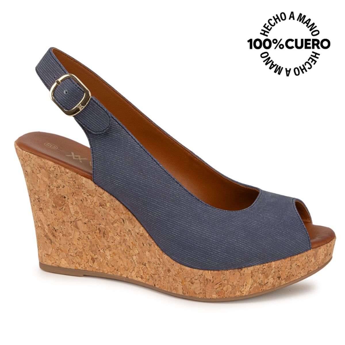 VIALE - Sandalia Peep Toe Casual ALE-2638 Jean Viale Cuero