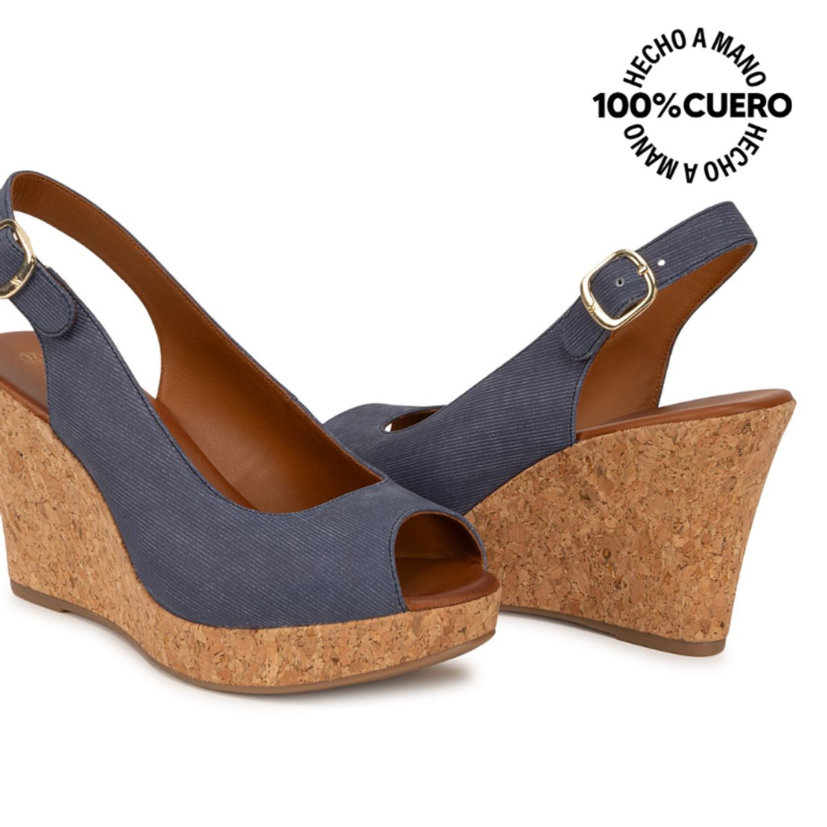 VIALE - Sandalia Peep Toe Casual ALE-2638 Jean Viale Cuero
