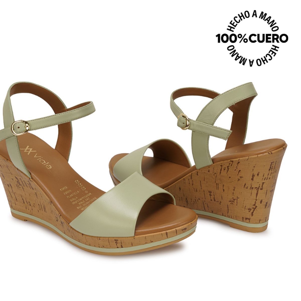 VIALE - Sandalia Dorsay Casual DAYA-2602 VerdeMenth Viale Cuero