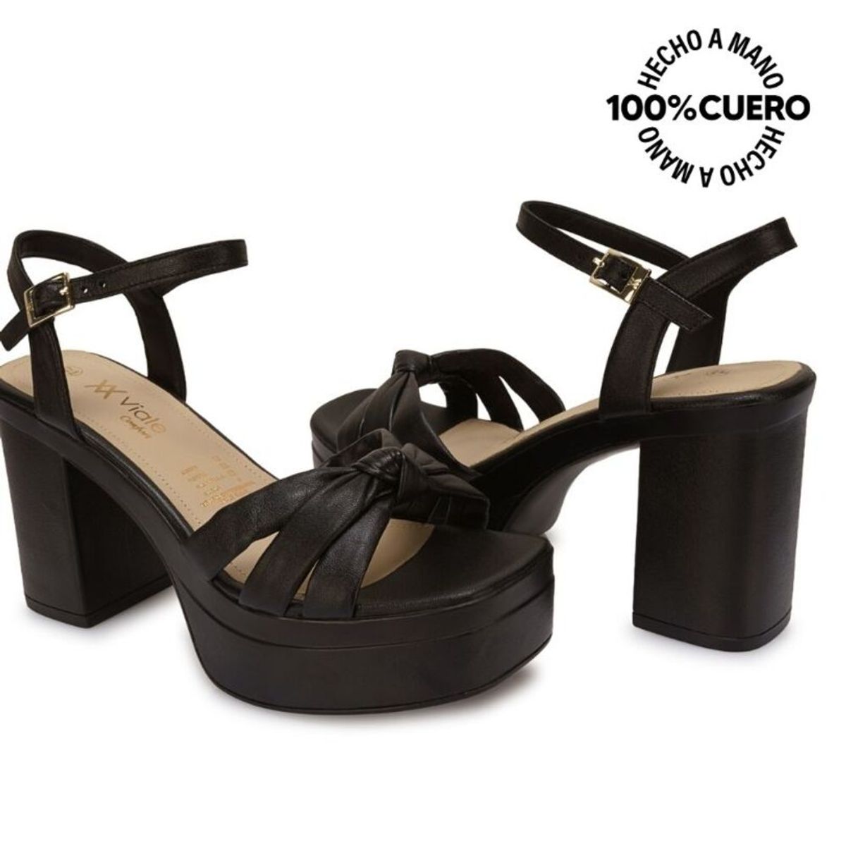 VIALE - Sandalia Dorsay Casual ECO-2601 Negro Viale Cuero