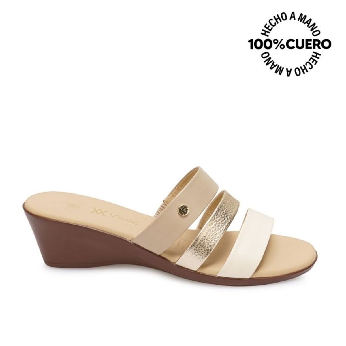 VIALE - Sandalia Slide Casual LINDA-2604 PaloRosa Viale Cuero