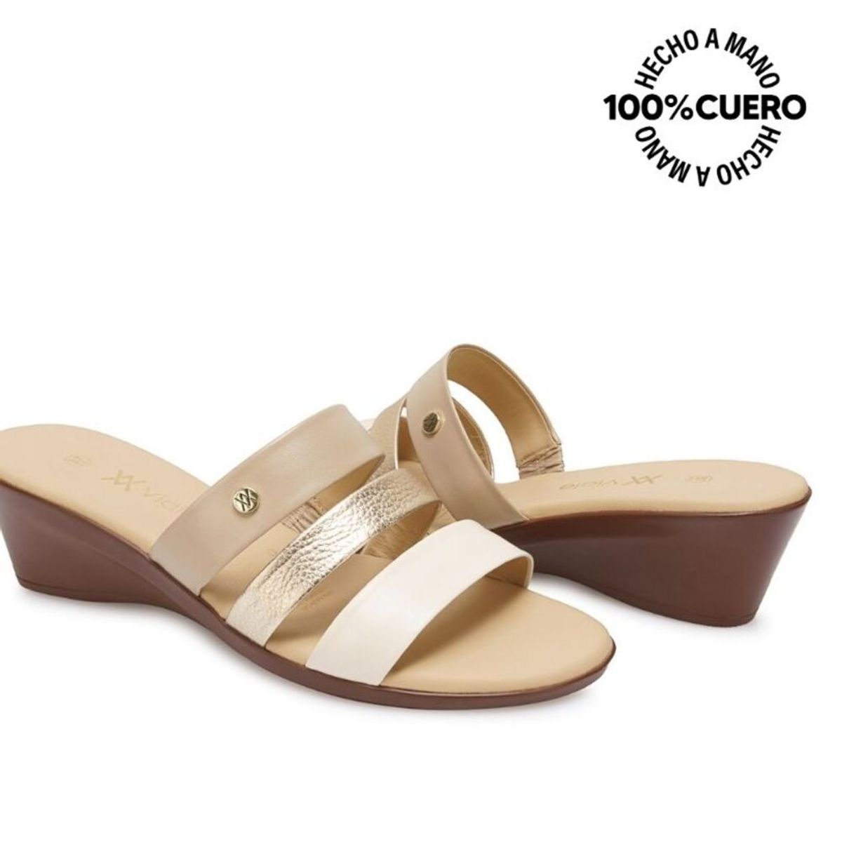 VIALE - Sandalia Slide Casual LINDA-2604 PaloRosa Viale Cuero