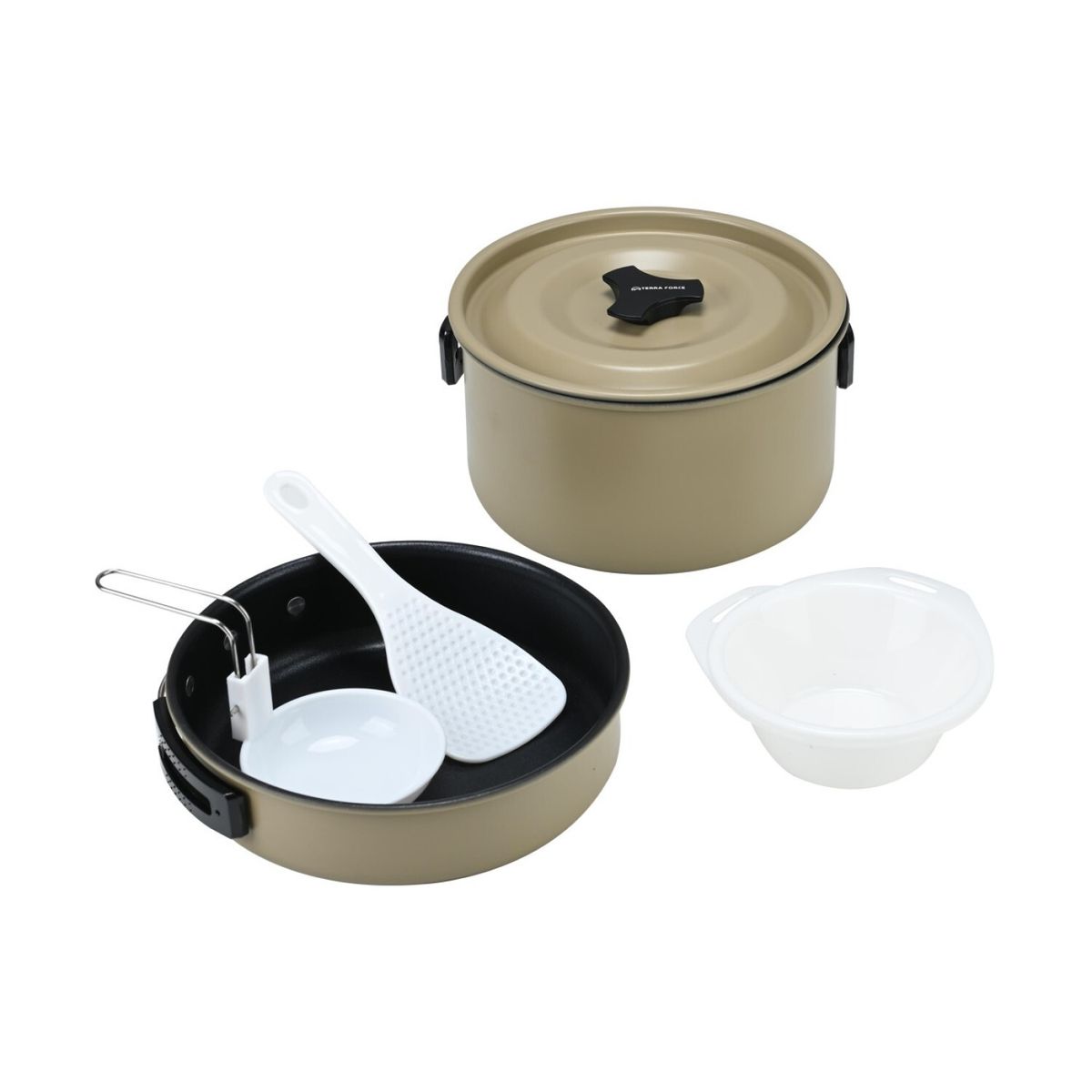 TERRA FORCE - Set Ollas Aluminio Camping 2 Piezas Arena