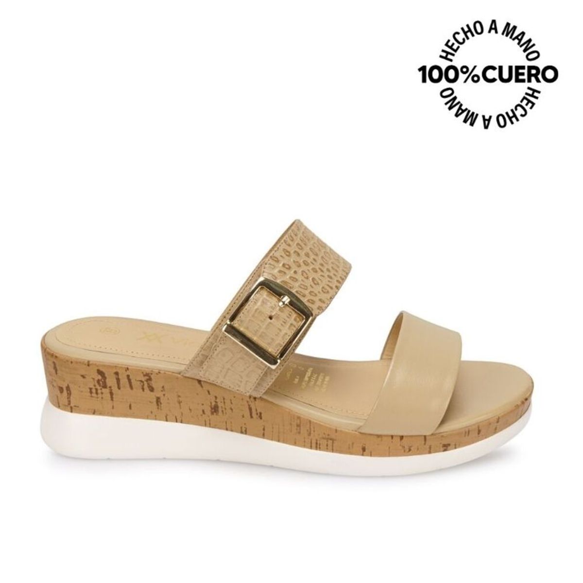 VIALE - Sandalia Slide Casual LINDA-2612 Pele Viale Cuero