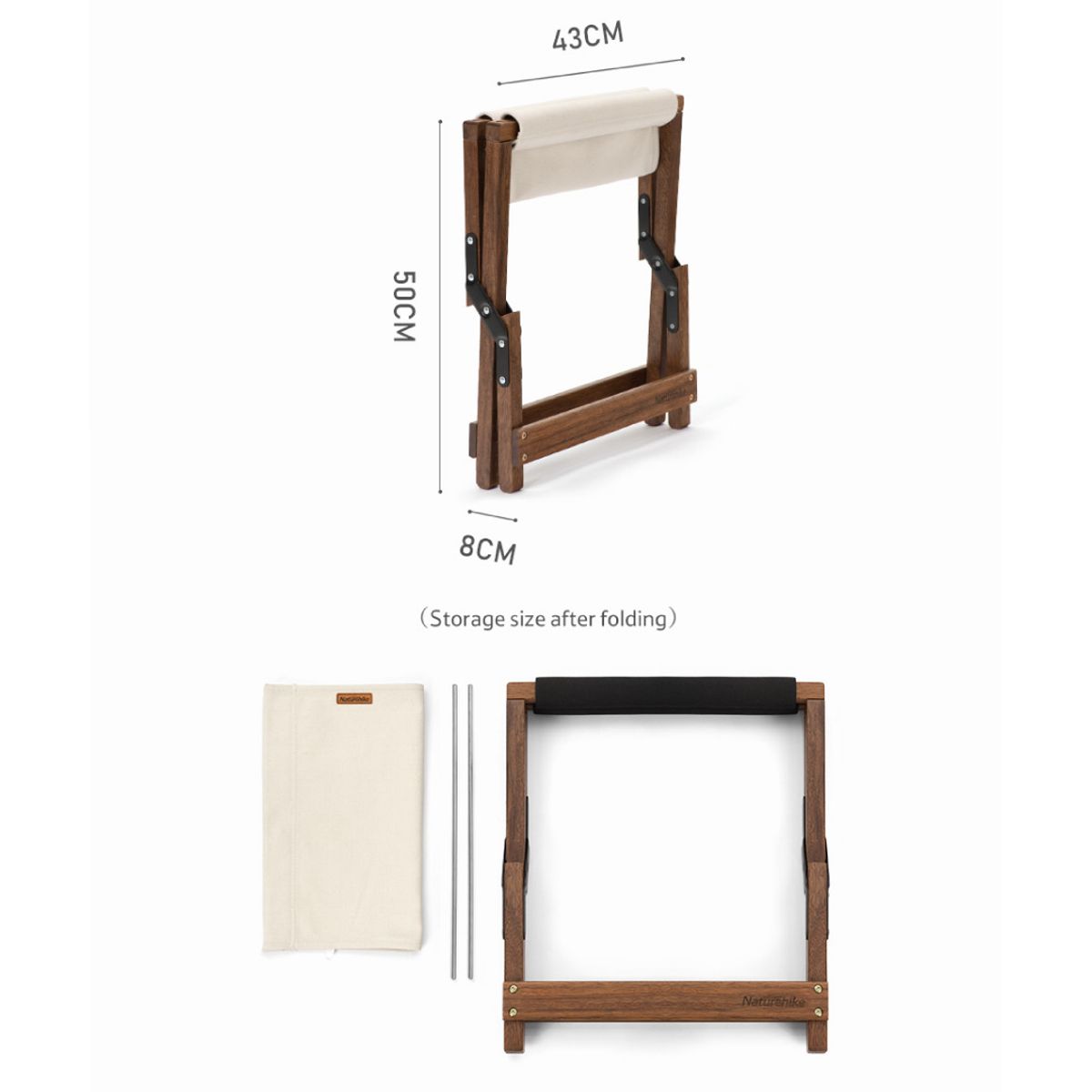 NATUREHIKE - Banca taburete plegable de madera multipropósito - Naturehike