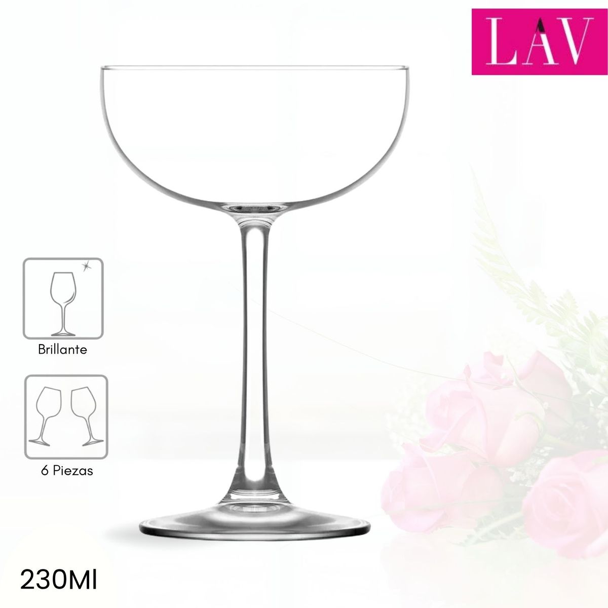 LAV - Copa Cóctel de Vidrio Sardinia 230 ml. X6Unid.