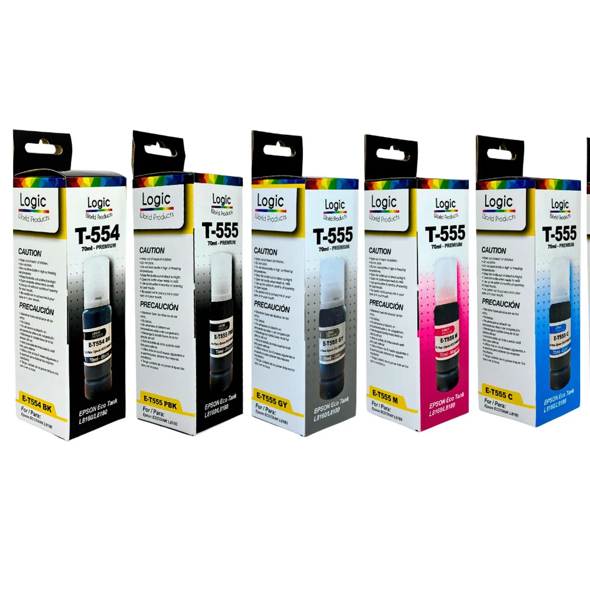 GENERICO - Pack Tinta Generico T555 y T554 los 6 Colores 70ML Compatible