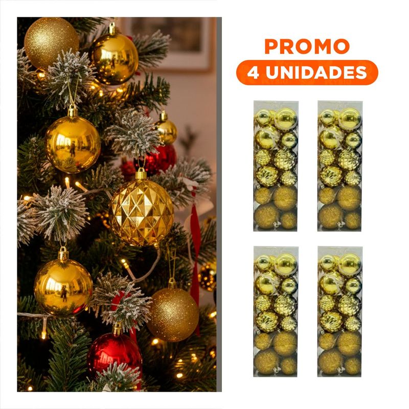 GENERICO - Pack4 Esferas Radiantes Copo de Pino de Color Dorado