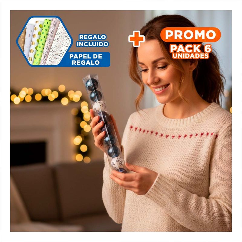 GENERICO - Pack6 Adornos Modernos de Hogar de Azul M Y+Papel de Regalo