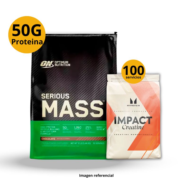UNIVERSE NUTRITION - Ganador de masa Serious mass 12lb Chocolate + Creatina Myprotein de 250gr + regalos