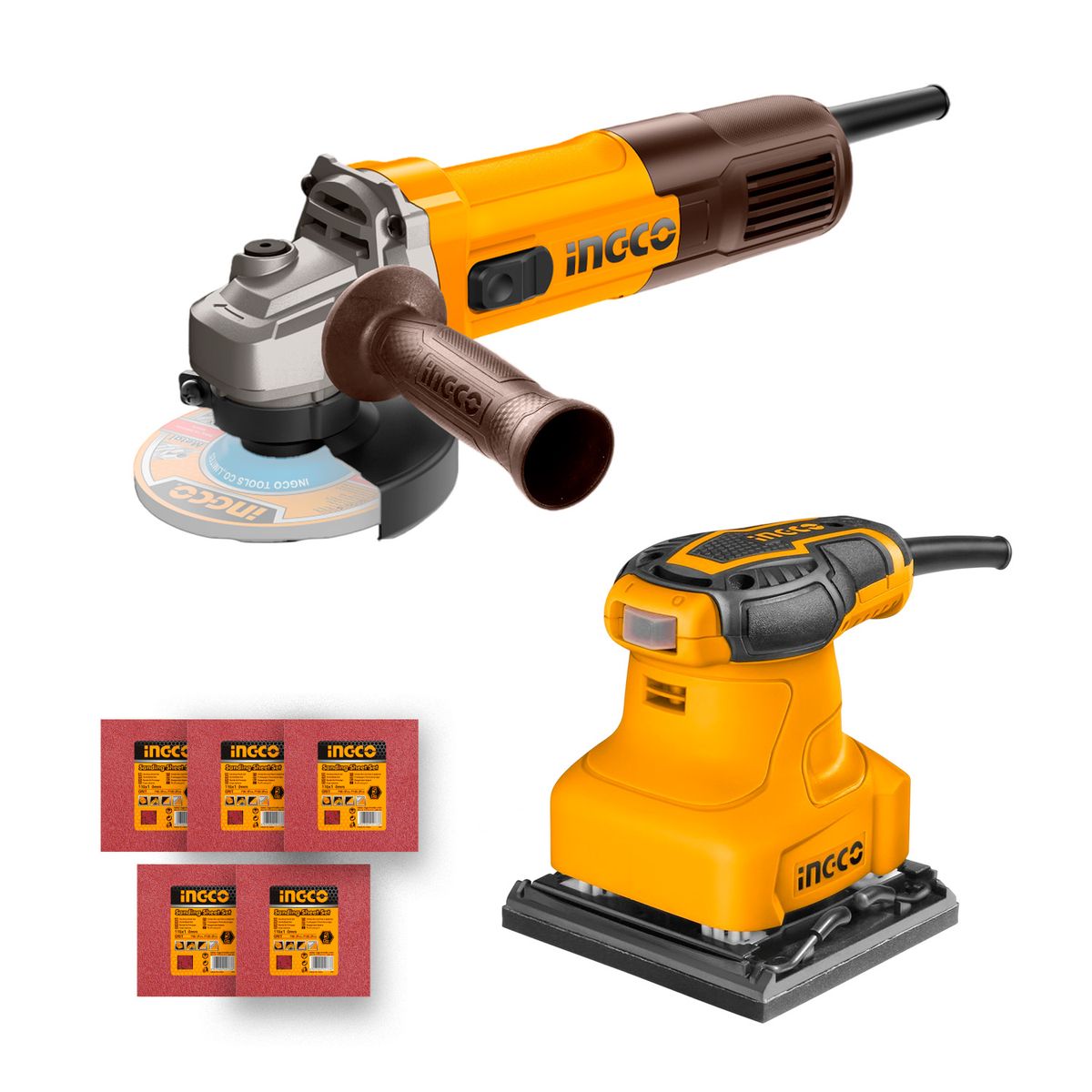 INGCO - Combo Amoladora Angular 115mm + Lijadora Orbital 240w Ingco