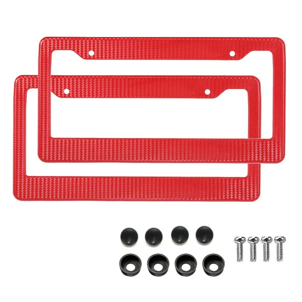 GENERICO - Par Porta Placas Fibra De Carbono Acero Inox Rojo