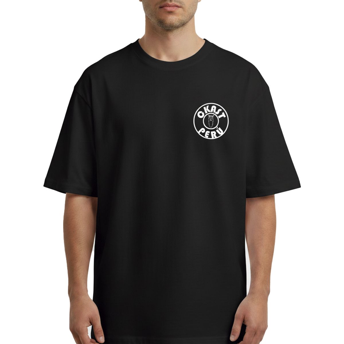 CKAST PERU - Polo Oversize CKAST PERU Negro Hombre Algodón Streetwear Logo Clásico