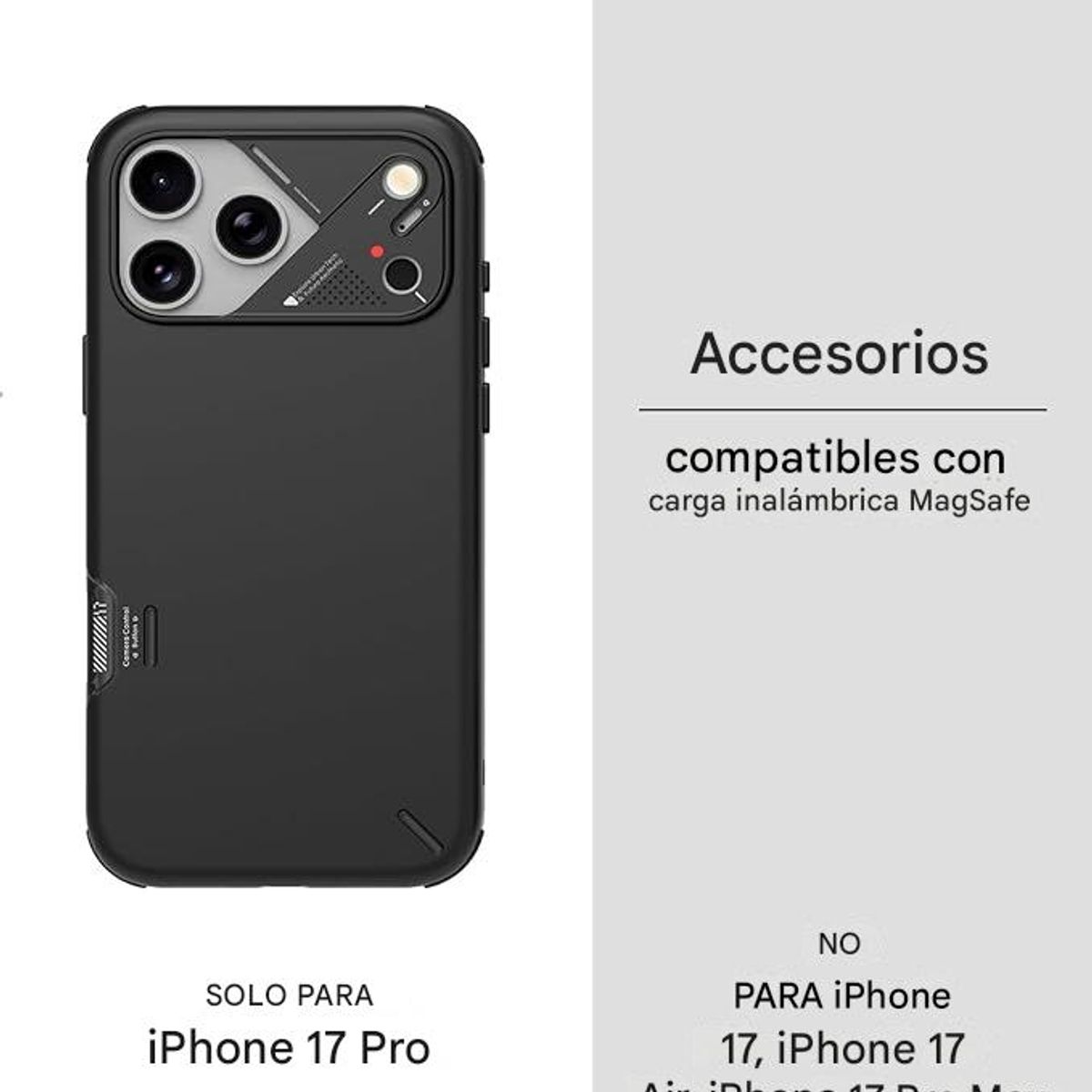 AULUMU - Case Futurista iPhone 17 Pro Aprueba Golpes Protección Multicapa Magsafe Negro
