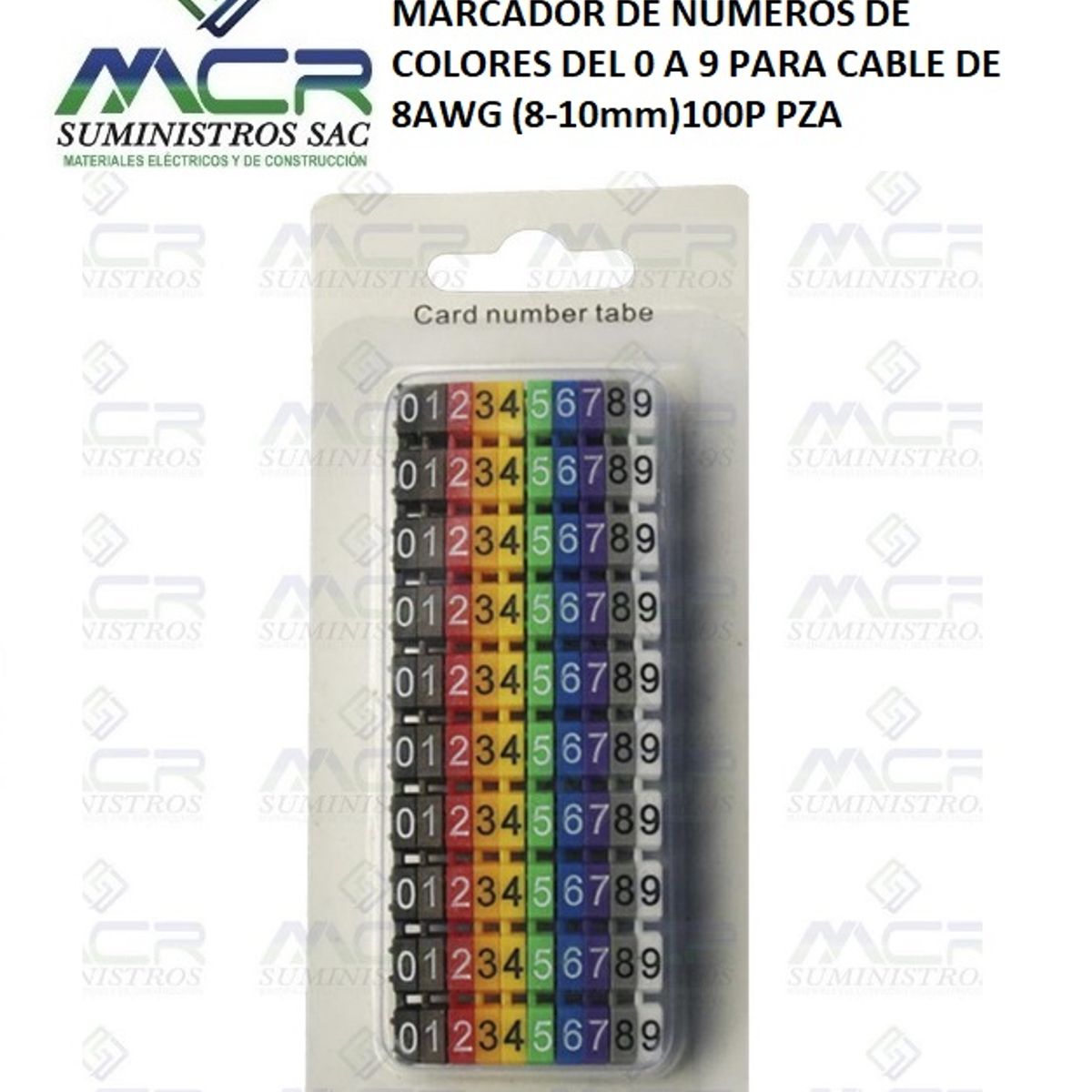 GENERICO - MARCADOR DE NUMEROS DE COLORES DEL 0 A 9 DE 8AWG (8-10mm)100P PZA