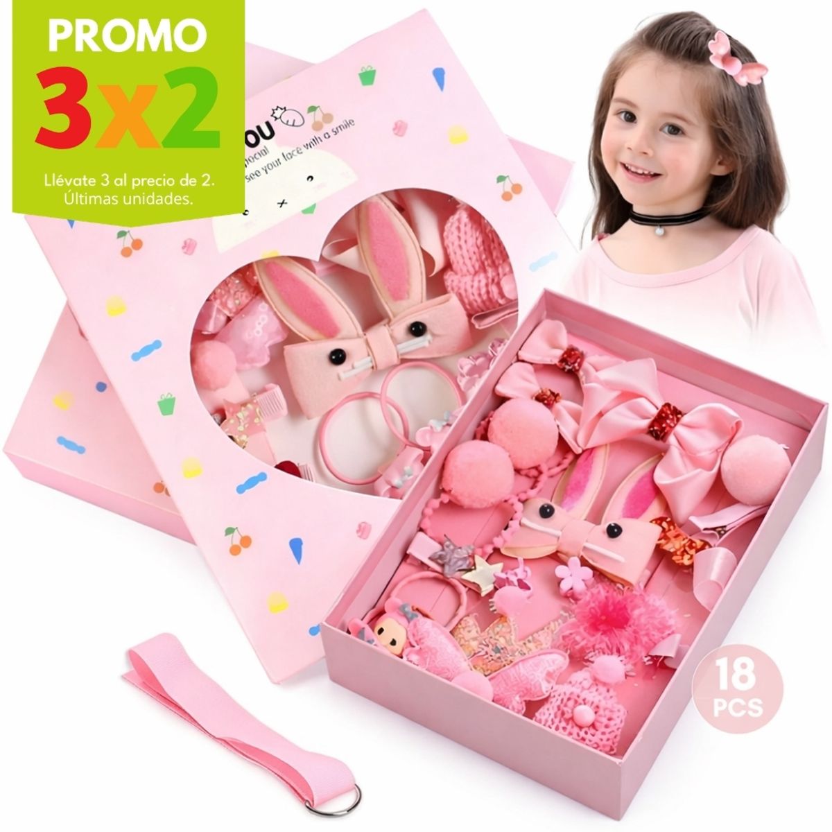 MINARI - Promo 3x2 Set 18 Ganchos Colets para Niñas Accesorios Cabello G132