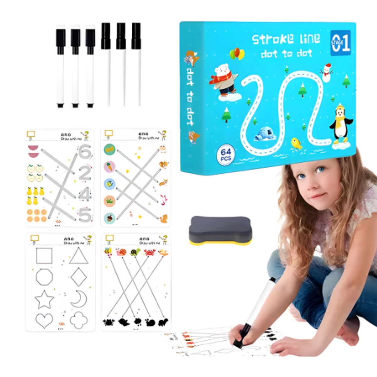 GENERICO - Juguete Didáctico de Trazos Educativos Reutilizable