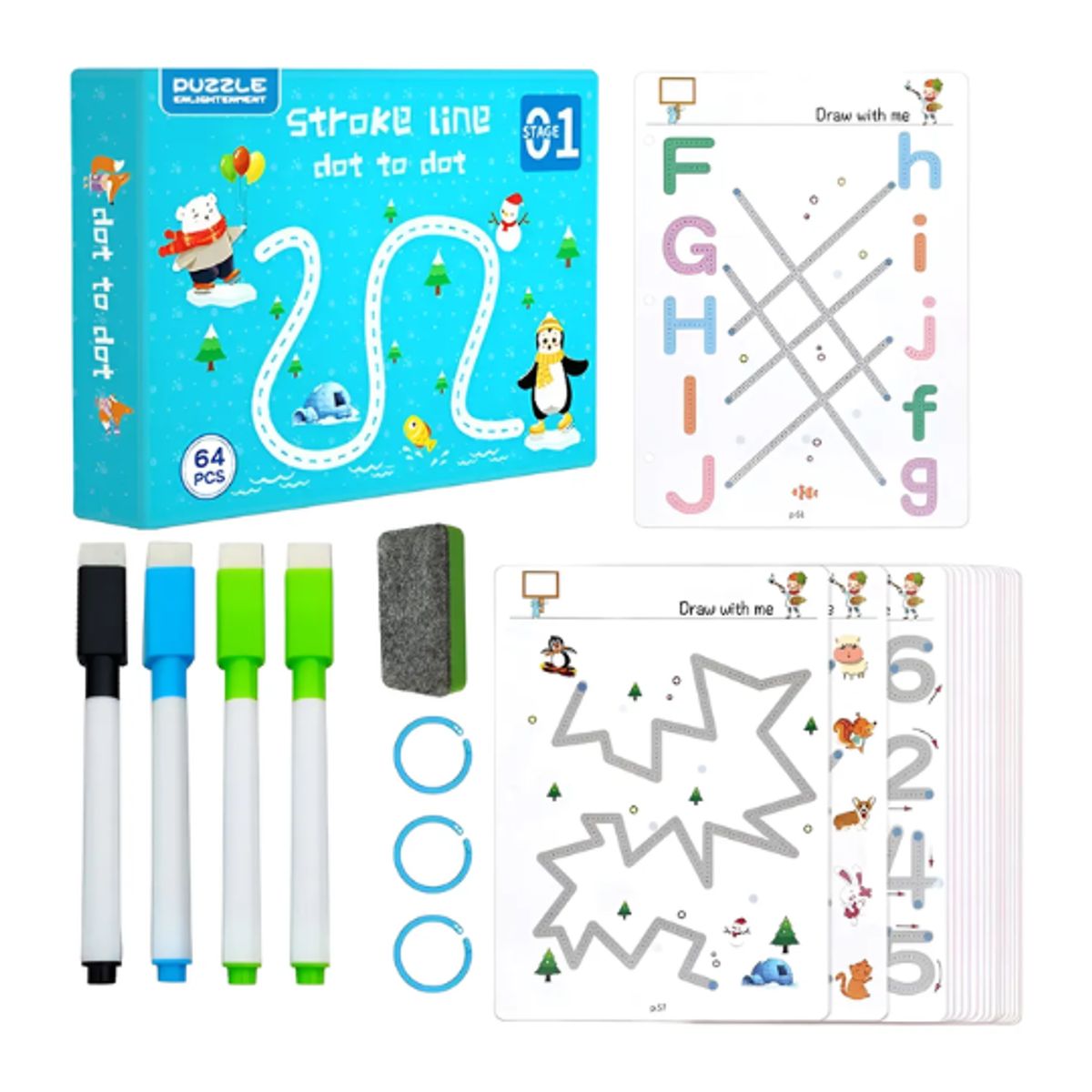 GENERICO - Juguete Didáctico de Trazos Educativos Reutilizable